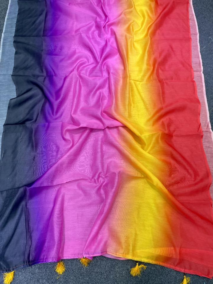 Multicolour shoft shilk saree