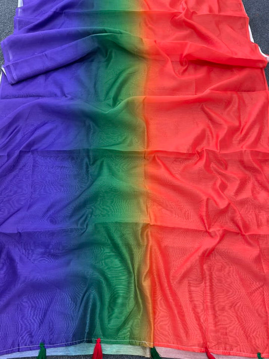Ombre Shade Multicolor Silk Saree – Exclusive Festive Collection