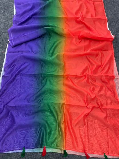 Ombre Shade Multicolor Silk Saree – Exclusive Festive Collection