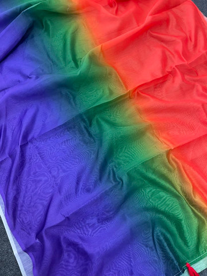 Ombre Shade Multicolor Silk Saree – Exclusive Festive Collection