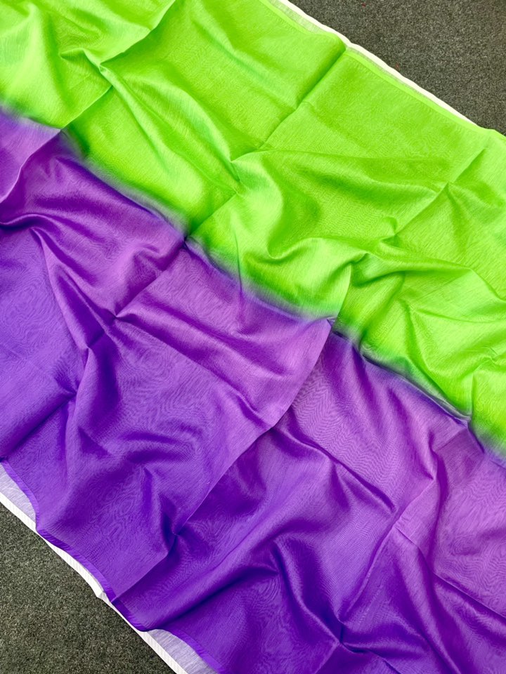 Purple Green Multicolor Silk Saree – Soft Ombre Stylish Design