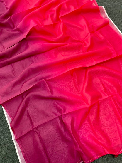 Premium Pink Magenta Multicolor Silk Saree – Soft & Elegant