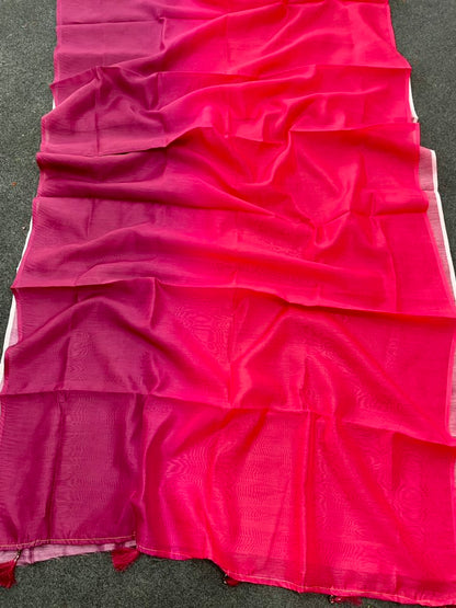 Premium Pink Magenta Multicolor Silk Saree – Soft & Elegant