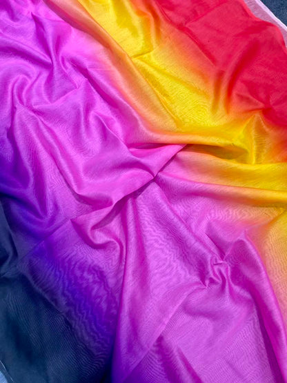 Multicolour shoft shilk saree