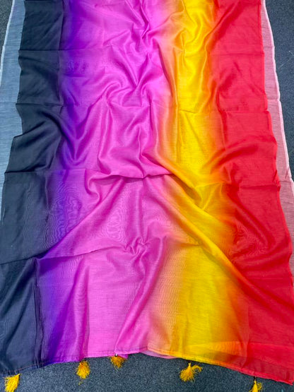 Multicolour shoft shilk saree