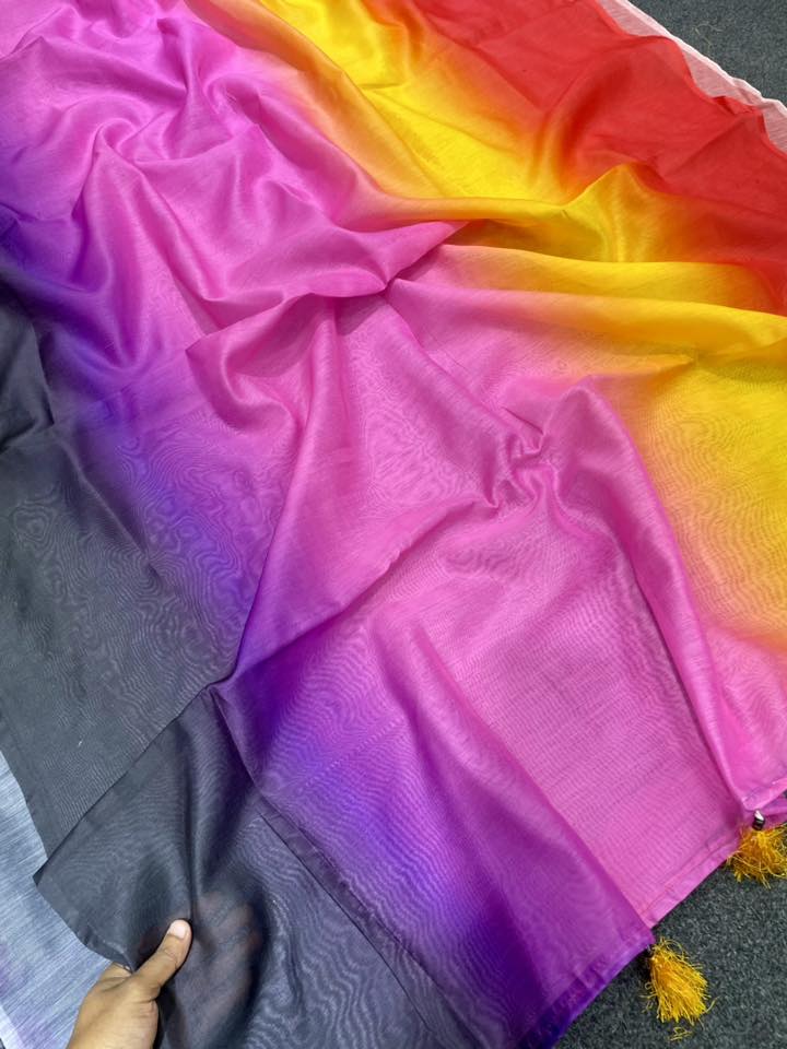 Multicolour shoft shilk saree