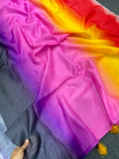 Multicolour shoft shilk saree